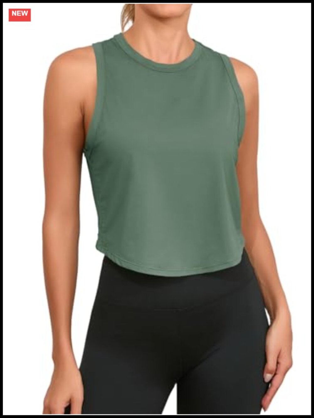 Cropped Tank Top Racerback Sleeveless Crewneck Yoga Running Active Shirt